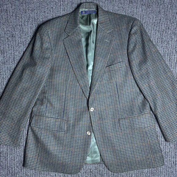 Brooks Brothers Houndstooth Wool Sport Coat Blazer Menswear Classic Style 44R - Picture 1 of 10